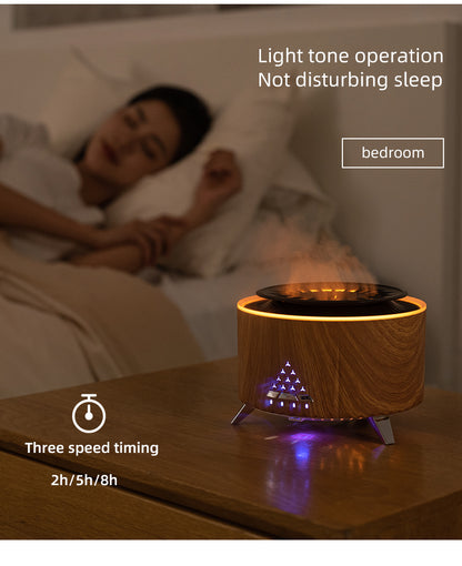 Volcano Humidifier Diffuser || Fire Flame With Lights (Wooden + AU Plug)