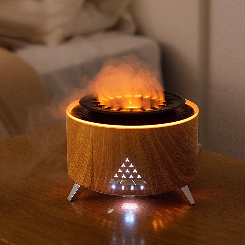 Volcano Humidifier Diffuser || Fire Flame With Lights (Wooden + AU Plug)